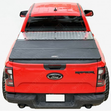 Tie-Down System with Aluminum protection board for transportation on foldable PROTECT tonneau covers